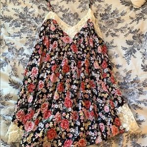 Black floral mini dress